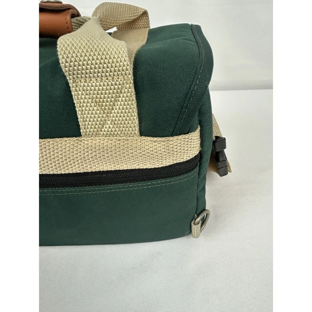 Vintage Canon Camera Bag Green Canvas Leather Trim Strap 12 x 9 x 7 Padded Case